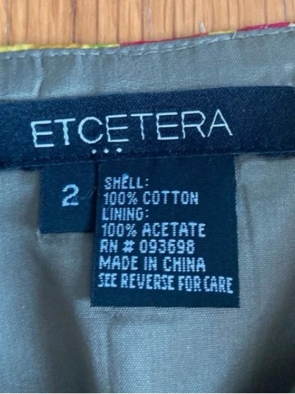 NWOT Etcetera cotton lined skirt size 2